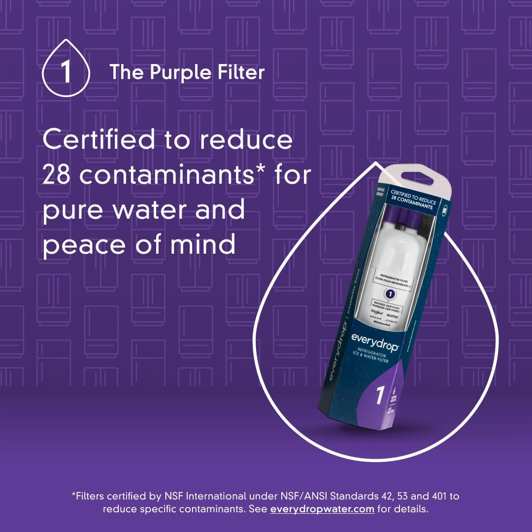 everydrop by Whirlpool Ice and Water Refrigerator Filter 1, EDR1RXD1, Single-Pack , Purple