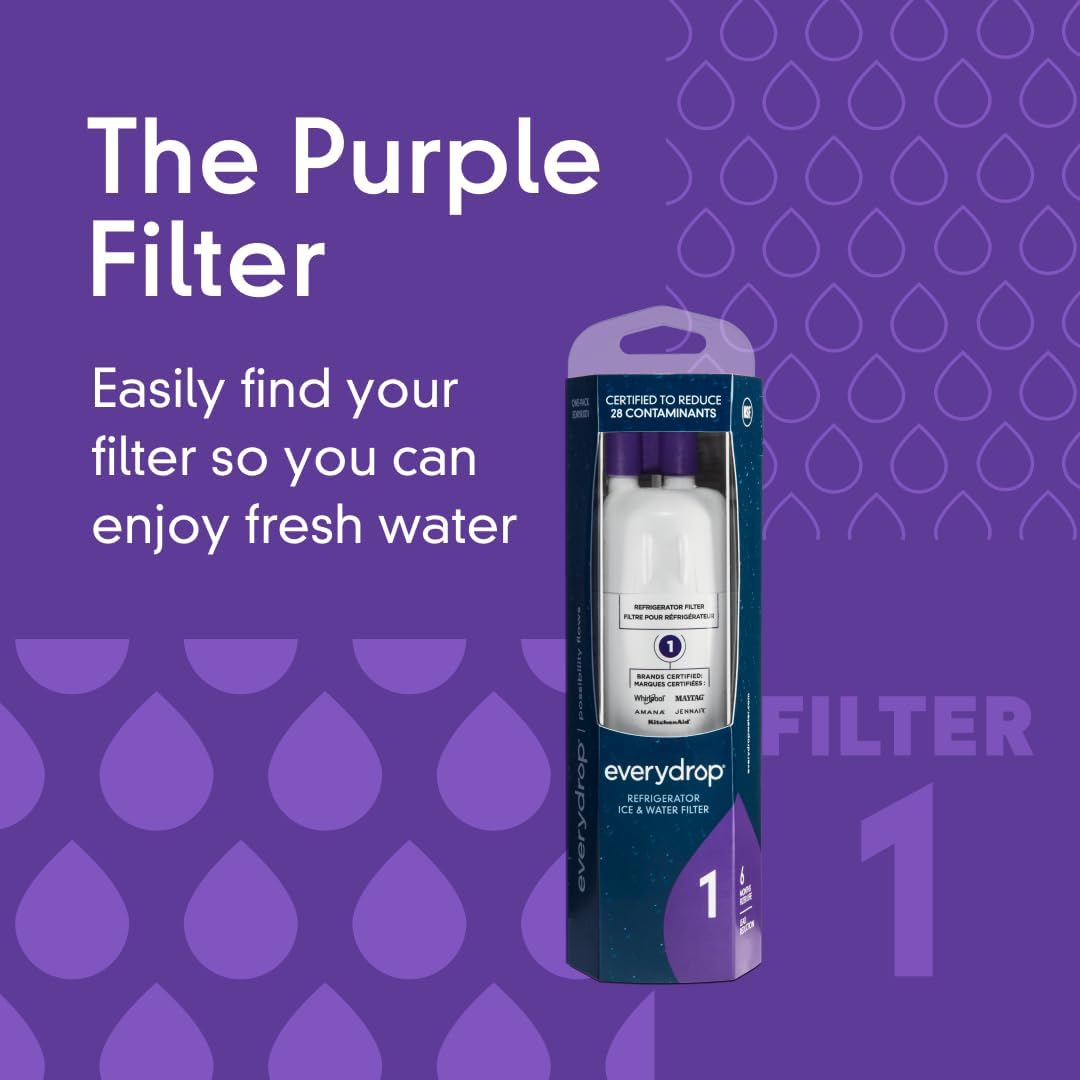everydrop by Whirlpool Ice and Water Refrigerator Filter 1, EDR1RXD1, Single-Pack , Purple