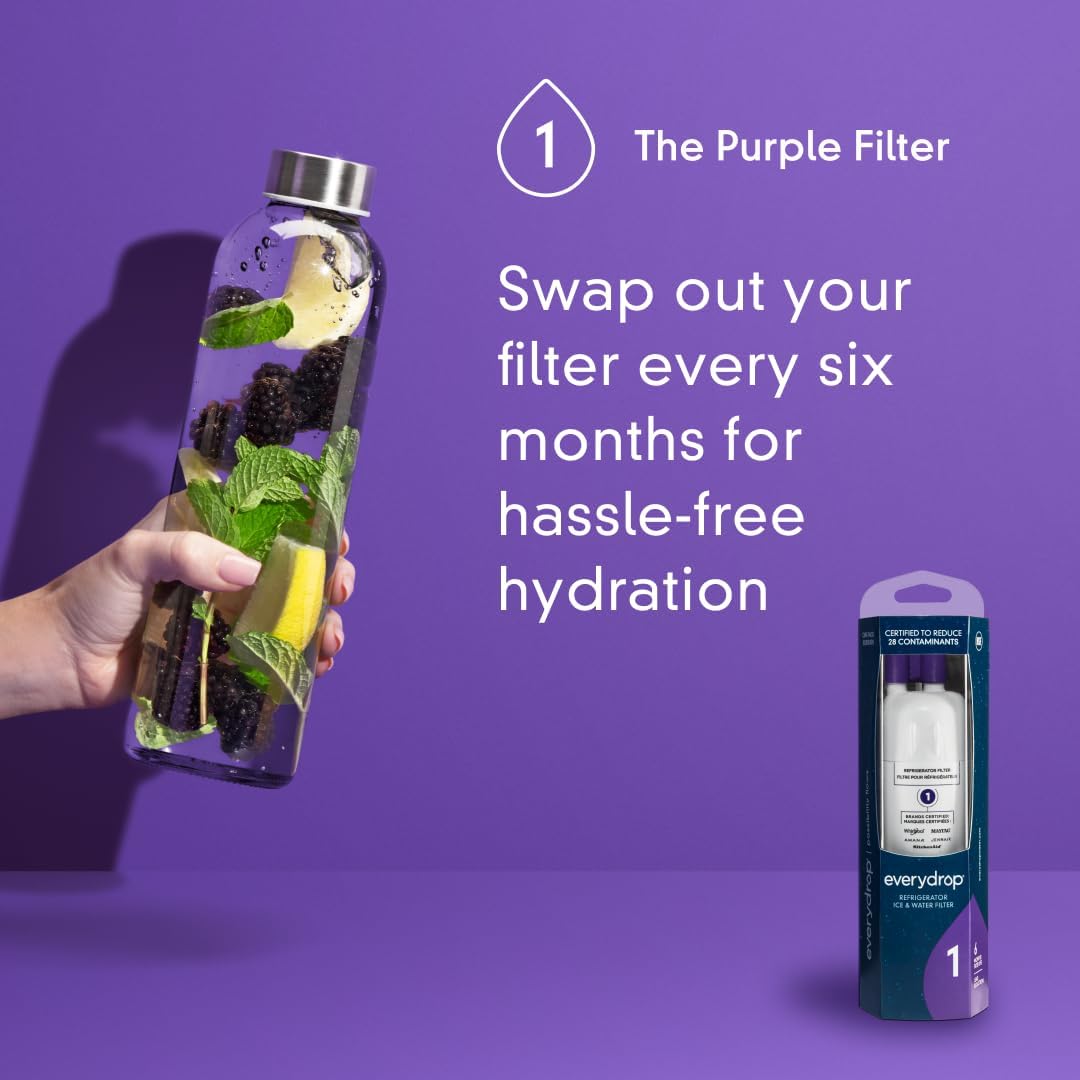 everydrop by Whirlpool Ice and Water Refrigerator Filter 1, EDR1RXD1, Single-Pack , Purple